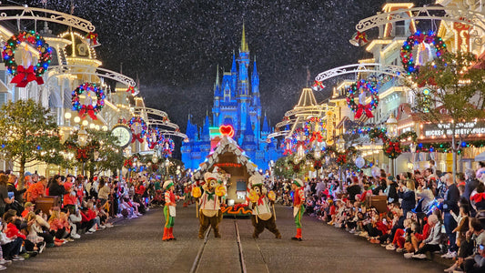 Chip and Dale in the Mickey’s Once Upon a Christmastime Parade at Magic Kingdom