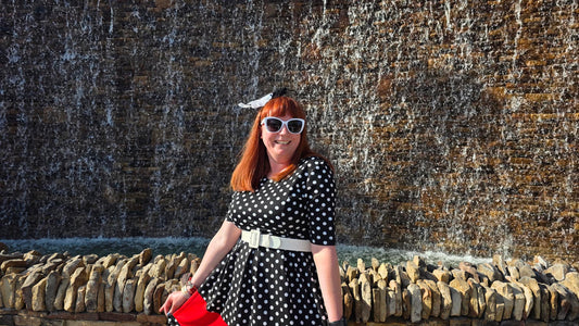 Kelly in a black polka-dot Dapper Day outfit from Spring 2025