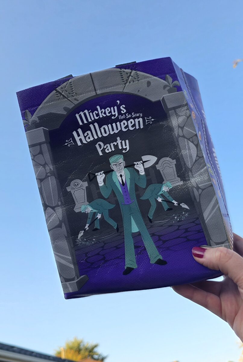 candy bag from Mickey’s Not-So-Scary Halloween party with grave diggers on it