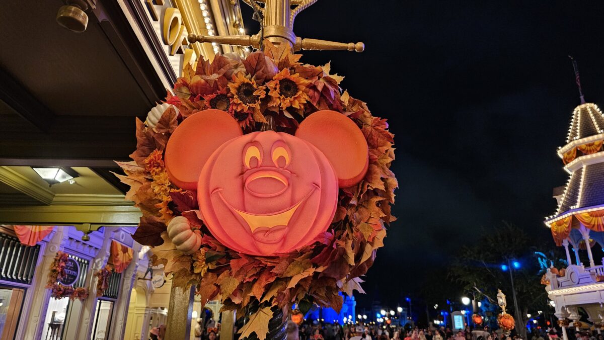 Mickey-shaped wreath at Magic Kingdom