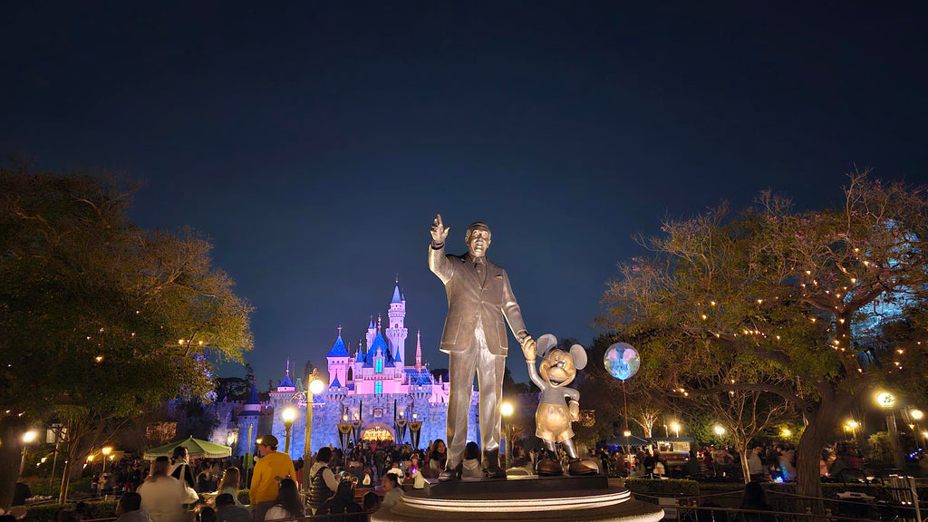 Partners statue with Sleeping Beauty castle in the background at Disneyland