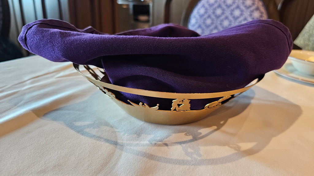 Rapunzel designed bread basket at Rapunzel’s Royal Table on the Disney Magic