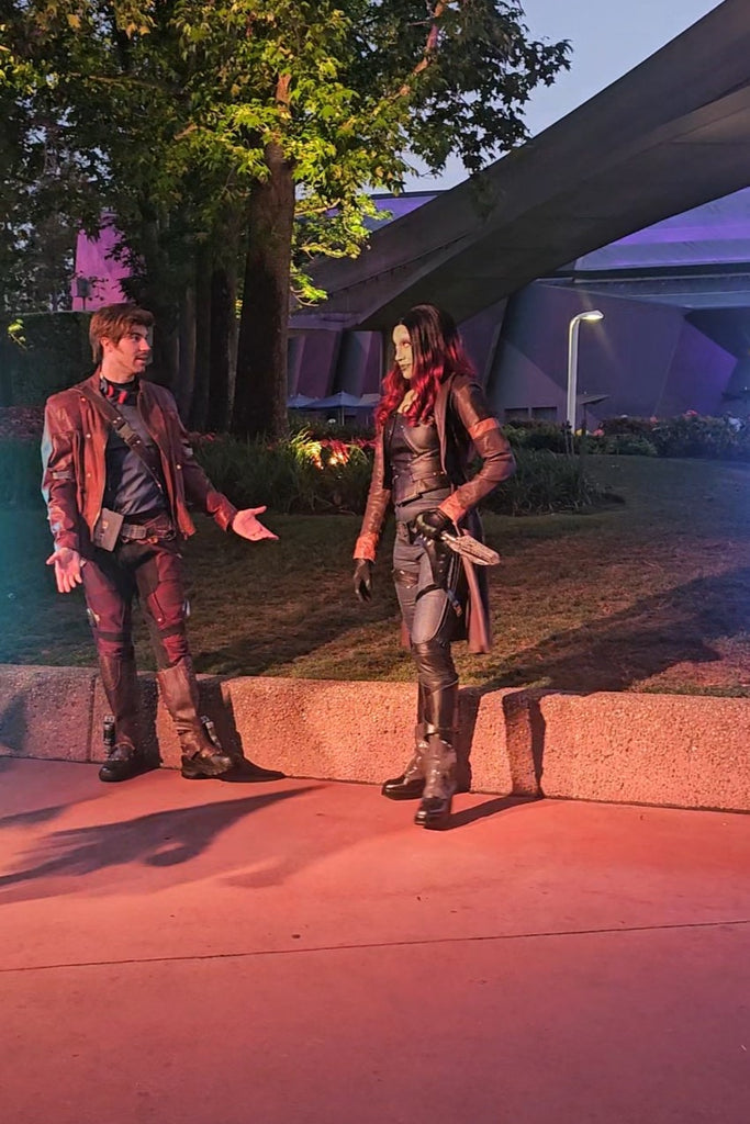 Starlord and Gamora photo spot in Epcot during the RunDisney 2024 Springtime Surprise 10K