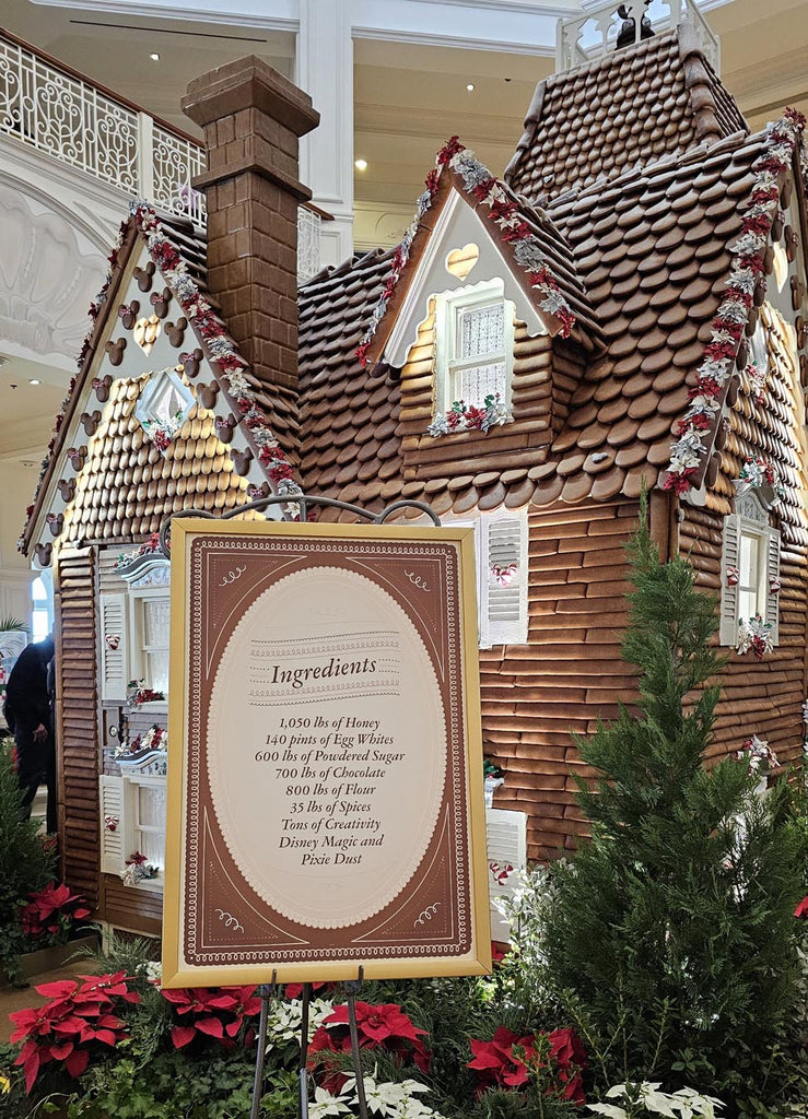 Ingredient list for the gingerbread house at Disney’s Grand Floridian