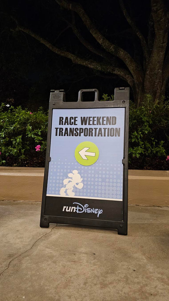 sign for event transportation to Early Morning Yoga at Disney’s Hollywood Studios
