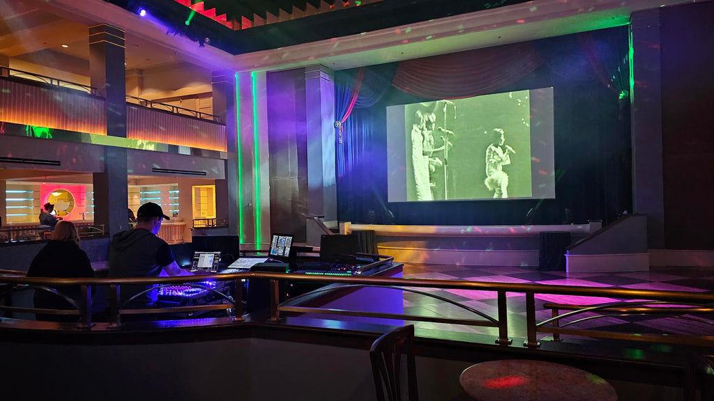 DJ booth and dance floor at the Atlantic Dance Hall