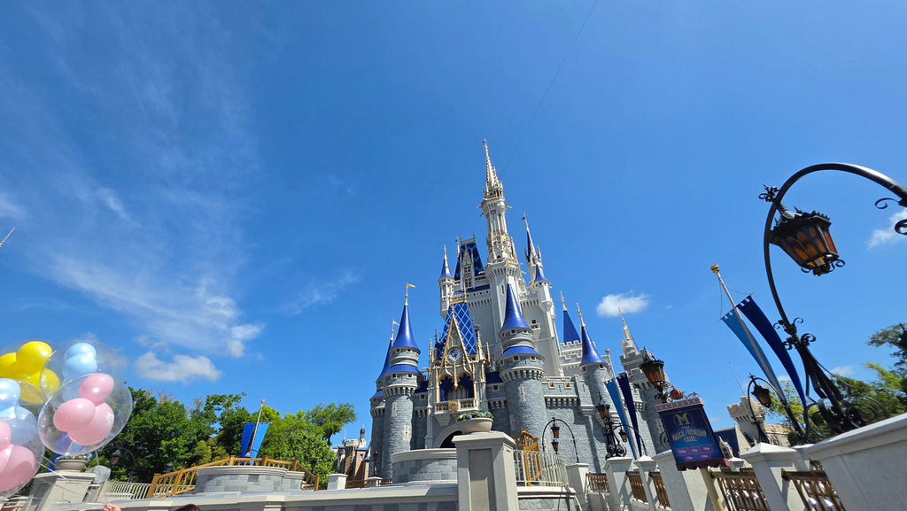 Cinderella Castle at Magic Kingdom with Disney Balloons off to the side