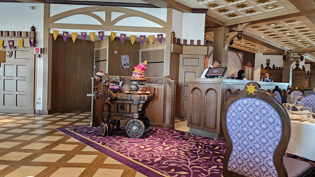 décor at Rapunzel’s Royal Table on the Disney Magic