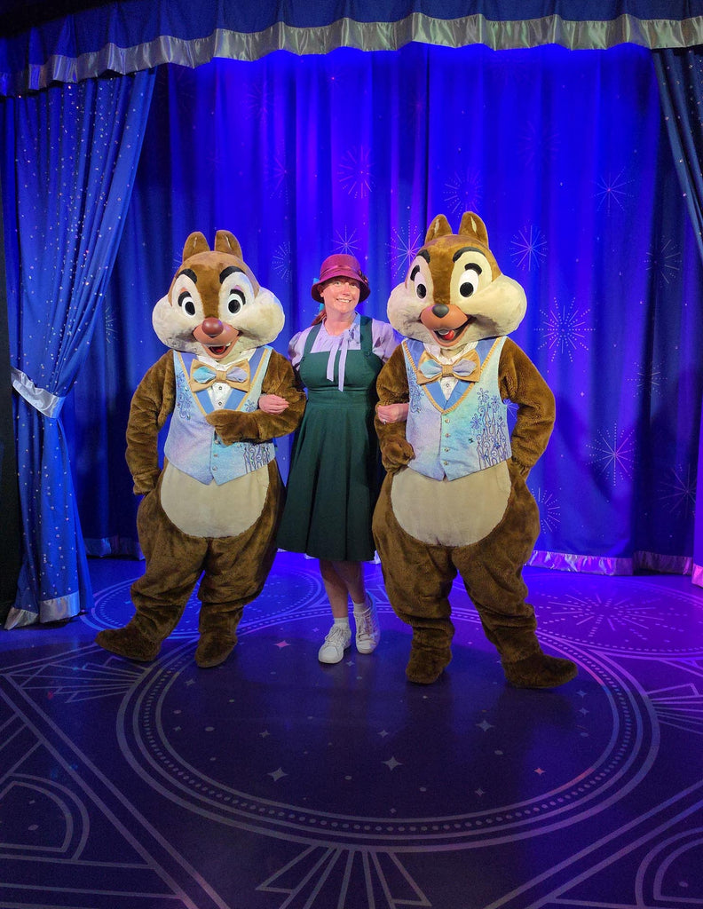 Kelly in her Dapper Ariel bound with Chip and Dale