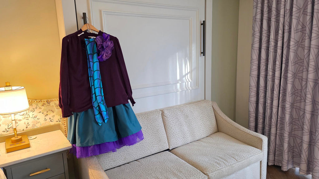 Kelly’s Dapper Ariel bound hanging in her hotel room at Disney’s Saratoga Springs Resort & Spa