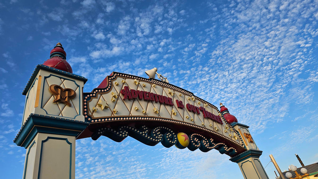 Adventure is Out There sign at Pixar Pier